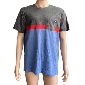 Perry Ellis Men's  Large Blue/Gray/Red Short Sleeve Crew Neck T-Shirt Cotton New